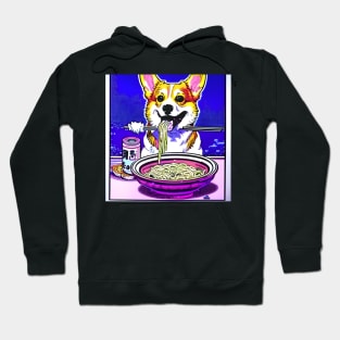 Corgi Eating Ramen Noodle Soup. Hoodie